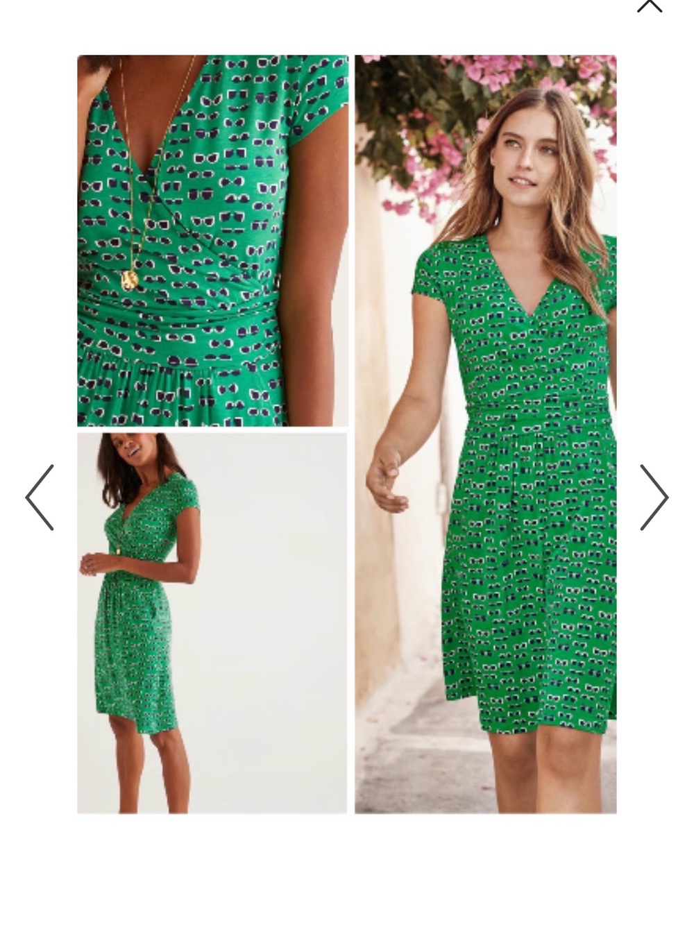 Boden Sunglasses Novelty Print Stretch Jersey Sheath Green Dress size US4